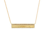 Engravable Diamond Framed Bar Necklace, 14K Yellow Gold