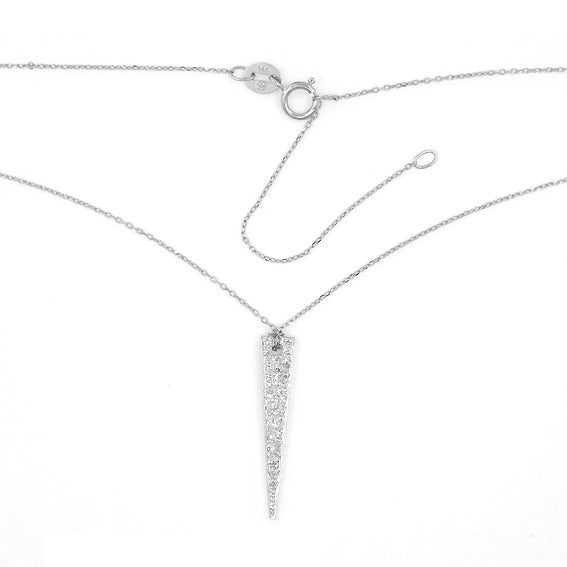 Single Pavé Diamond Triangle Element Necklace, 14K White Gold