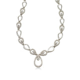 Pear Shape Diamond Link Necklace, 1.50 Carats, 14K White Gold