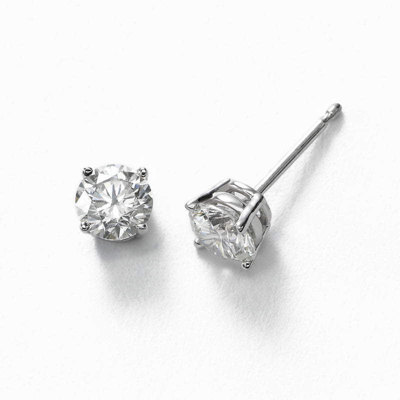 Diamond Stud Earrings, 1.72 Carats total, I-SI2, 14K White Gold