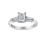Emerald Cut Diamond Ring, 1 Carat, 18K White Gold