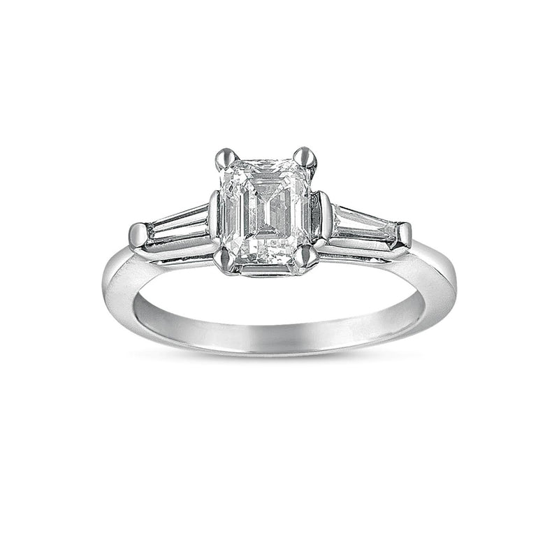 Emerald Cut Diamond Ring, 1 Carat, 18K White Gold