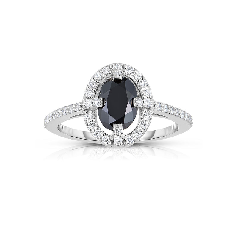Fancy Cognac Brown Diamond Halo Ring, 14K White Gold