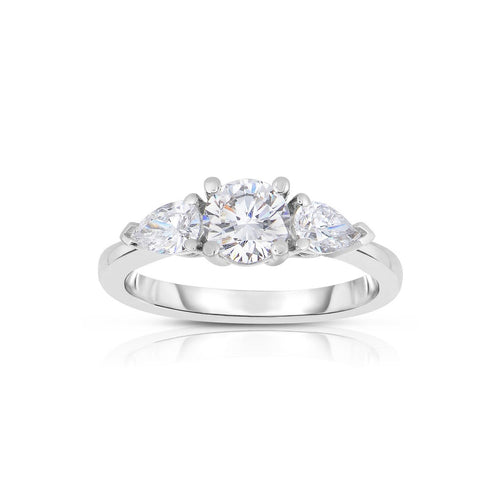 Three Stone Diamond Ring, 1.90 Carats, 18K White Gold