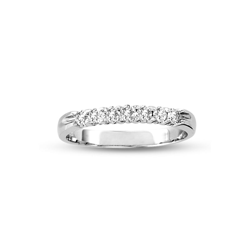 Seven Stone Shared Prong Diamond Wedding Band, .33 Carat, 14K White Gold