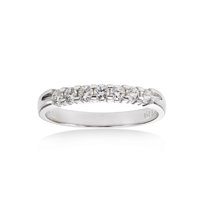 Seven Stone Shared Prong Diamond Wedding Band, .75 Carat, 14K White Gold