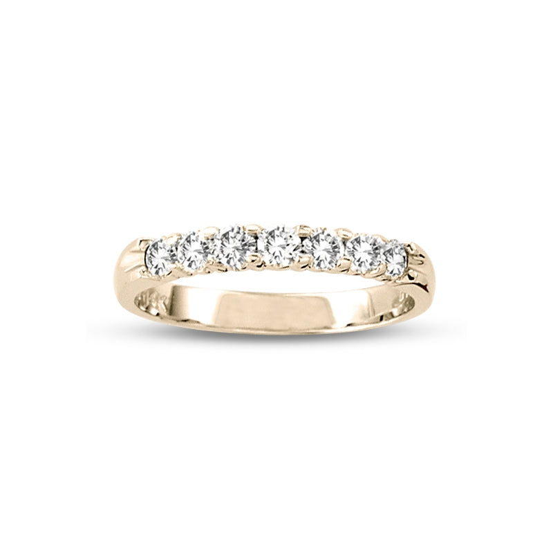 Seven Stone Shared Prong Diamond Wedding Band, .50 Carat, 14K Yellow Gold