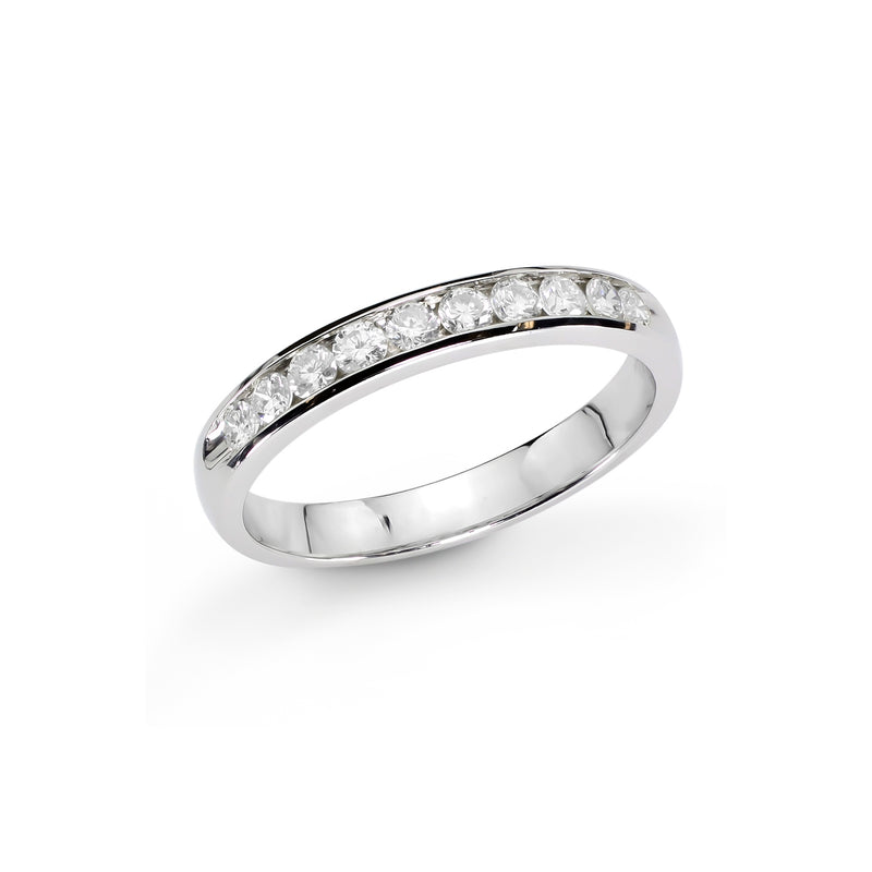Channel Set Halfway Around Diamond Band, .33 Carat, 14K White Gold