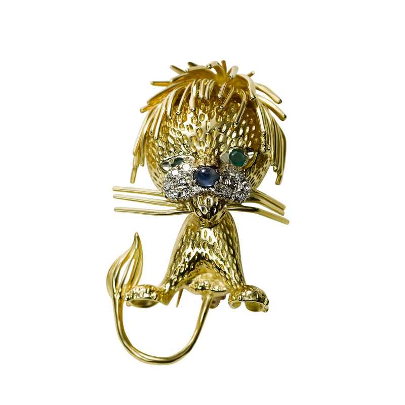 Lion Pin, 18K Yellow Gold