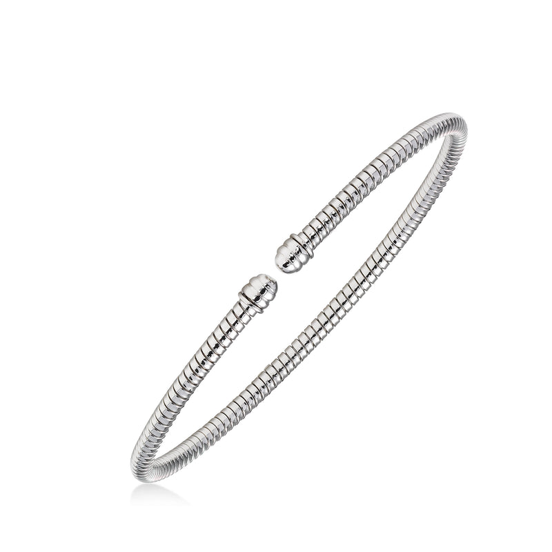 Flexible Open Cuff Bracelet, 14K White Gold