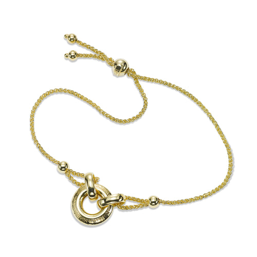 Wheat Chain Bracelet with Loop Design, 14K Yellow Gold