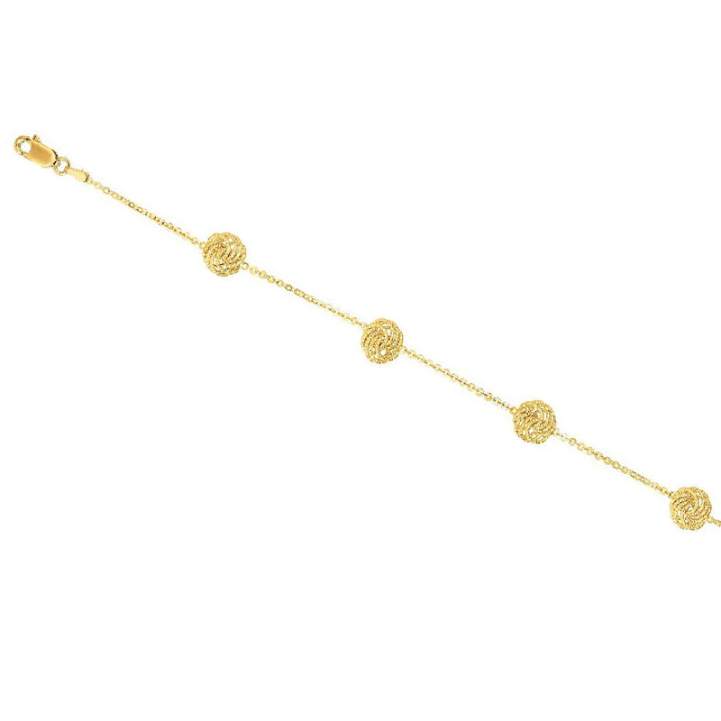 Textured Clusters Chain Bracelet, 14K Yellow Gold