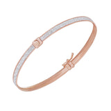 Hinged Glitter Bangle Bracelet, 14K Rose Gold