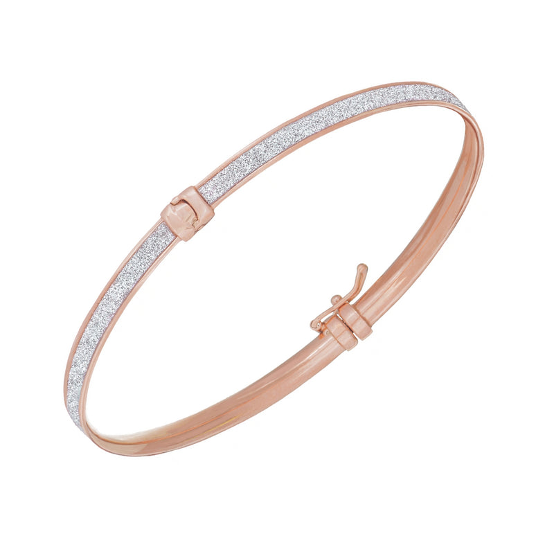 Hinged Glitter Bangle Bracelet, 14K Rose Gold