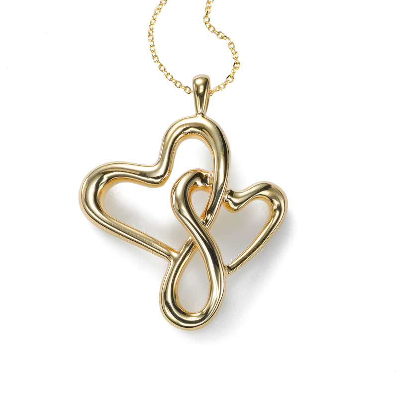 Happy Hearts Charm Pendant, 14 Karat Yellow Gold