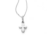 Raised Small Gold Cross Charm, 14K White Gold