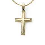 High-Polish Cross Unisex, One Inch, 14K Yellow Gold