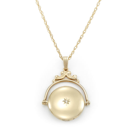 Victorian Spinning Style Locket, 14 Karat Yellow Gold