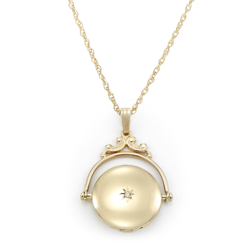 Victorian Spinning Style Locket, 14 Karat Yellow Gold