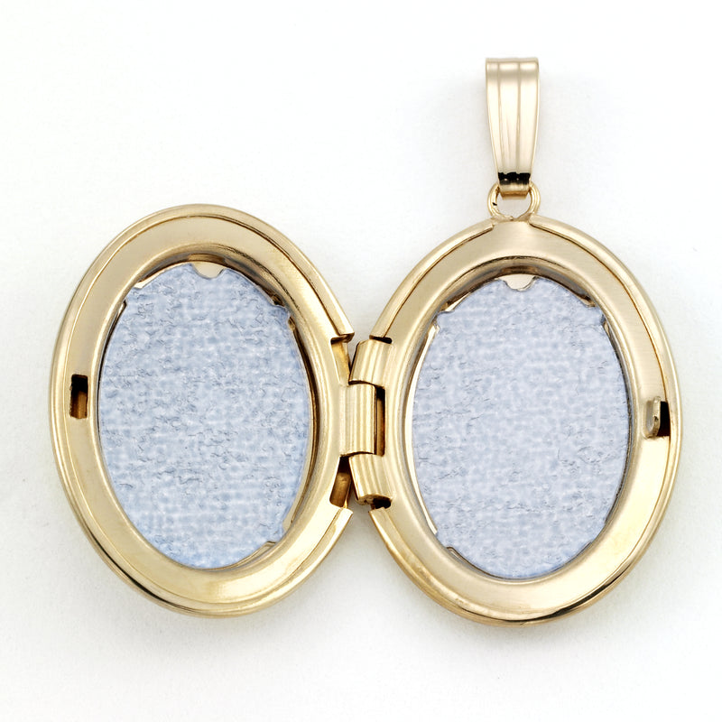 Oval Locket, Diamond Accent, 14 Karat Yellow Gold