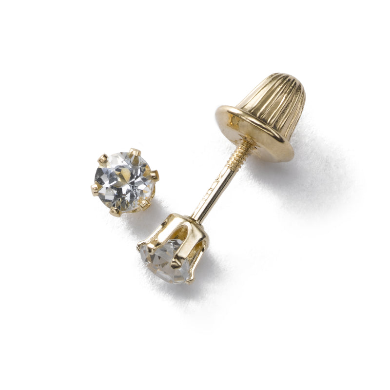 Baby's 3MM Aquamarine Studs, 14K Yellow Gold