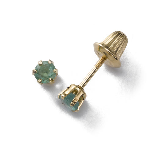 Baby's 3MM Emerald, Birthstone Stud, 14K