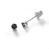 Baby Sapphire September Birthstone Earrings, 14K White Gold