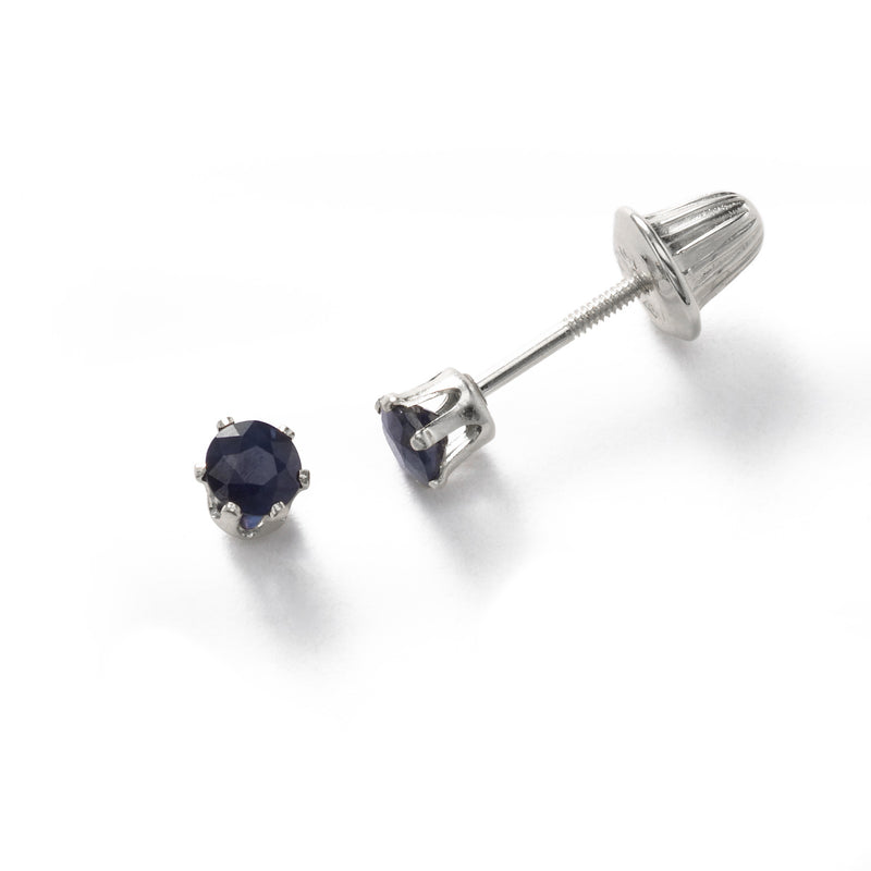 Baby Sapphire September Birthstone Earrings, 14K White Gold