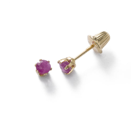 Baby Ruby July Birthstone Earring, 14K