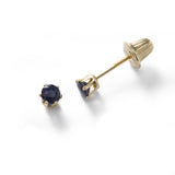 Baby Sapphire September Birthstone Earrings, 14K Yellow Gold