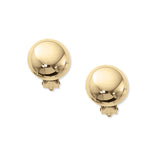 Round Button Earrings, Non-Pierced Clip, 14K Yellow Gold