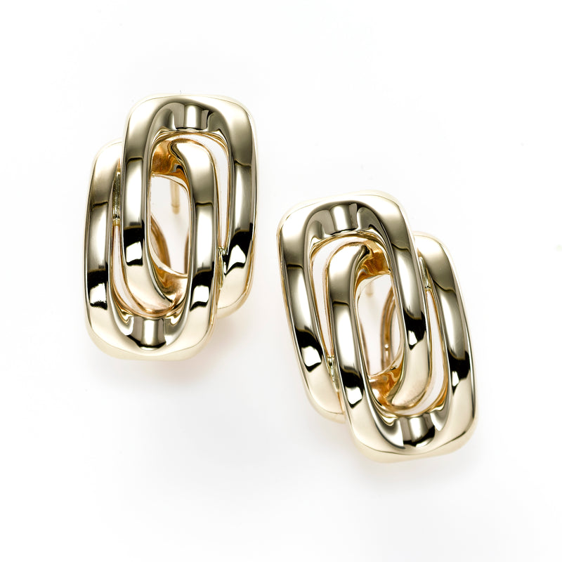 Interlocking Links Earrings, 14K Yellow Gold