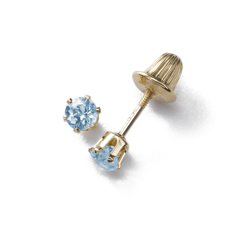 Baby's 3MM Blue Topaz Studs, 14K Yellow Gold