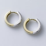 Reversible Small Huggie Hoop, .50 inch, 14K Yellow and White Gold