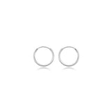 Small Endless Hoop Earrings, .60 Inch, 14K White Gold