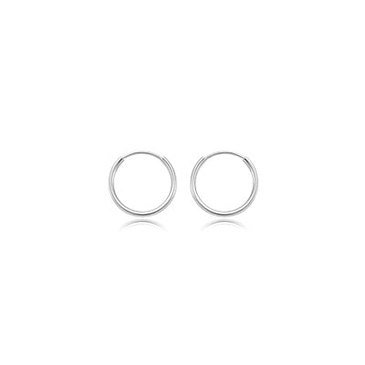 Small Endless Hoop Earrings, .60 Inch, 14K White Gold