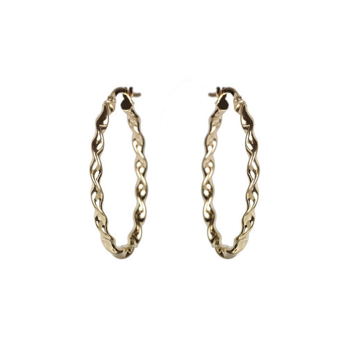Twisted Oval Hoop Earrings, 14K Yellow Gold