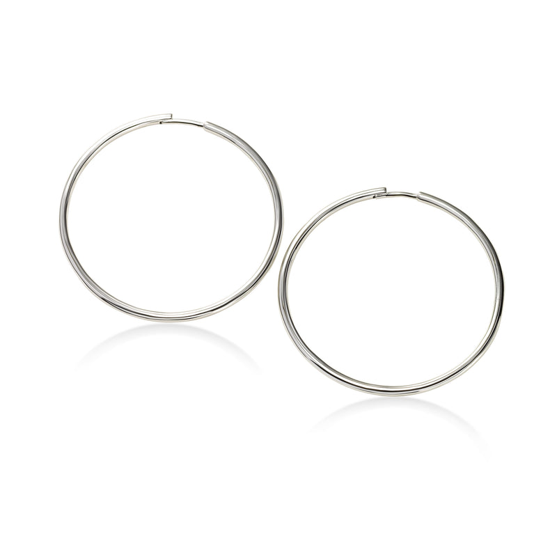 Infinity Hoop Earrings, 1.50 Inches, 14K White Gold