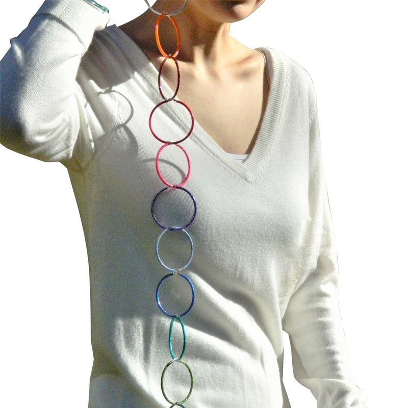 "Garnet" Glitter Enamel Hoops, Sterling Silver