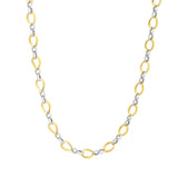 Two Tone Polished Oval Link Necklace, 14 Karat Gold