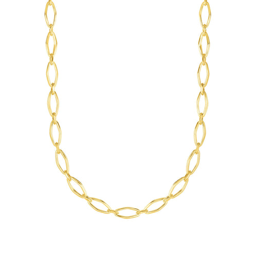Yellow Gold Open Link Necklace, 14K Yellow Gold
