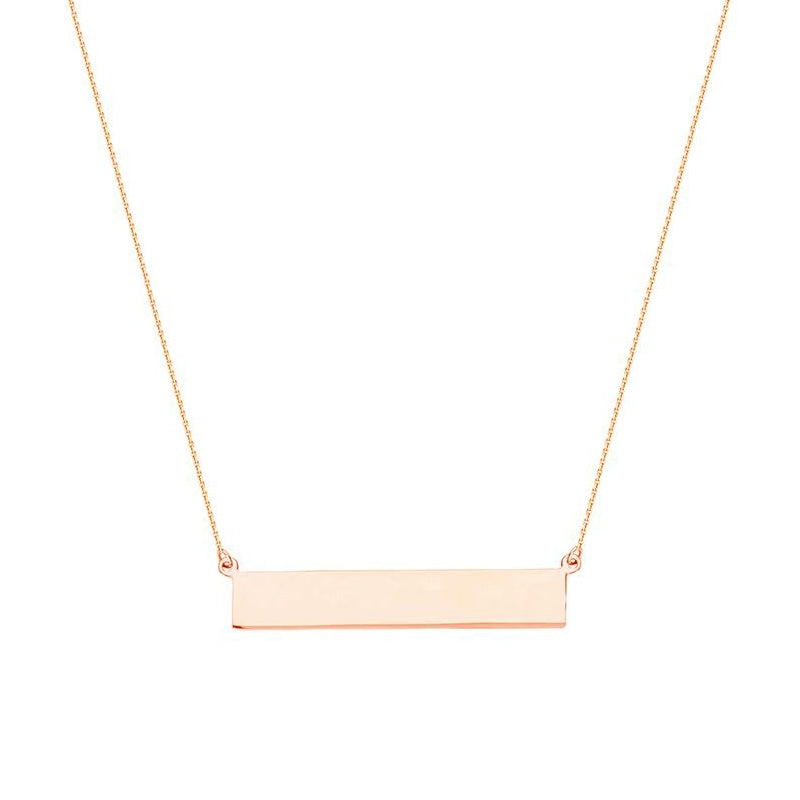 Engravable Bar Necklace, 14K Rose Gold