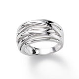 Domed Overlapping Strands Ring, 14K White Gold