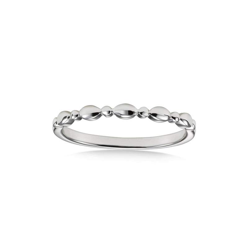 Stackable Multi Shape Beaded Ring, 14K White Gold