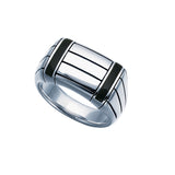 Black Onyx Ring, Size 10, Sterling Silver with Rhodium