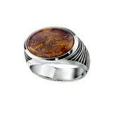 Oval Tiger's Eye Ring, Size 10, Sterling Silver