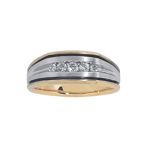 Two Tone Men's Diamond Band, 14 Karat Gold