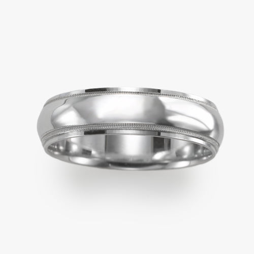 Wedding Band, Domed Center, Milgrain Edges, 6 MM, Sterling