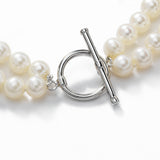 Double Freshwater 6.5 MM Pearl Bracelet, 7.50 Inches, Sterling Silver