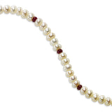 Freshwater Cultured Pearl and Garnet Bracelet, Sterling Silver